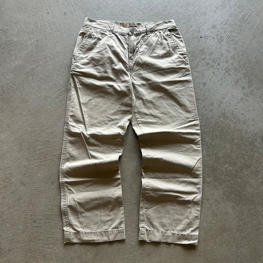 Vintage BKE Brooks Pants Mens 34R Tan Khaki Y2K Flat Front Straight Leg Canvas